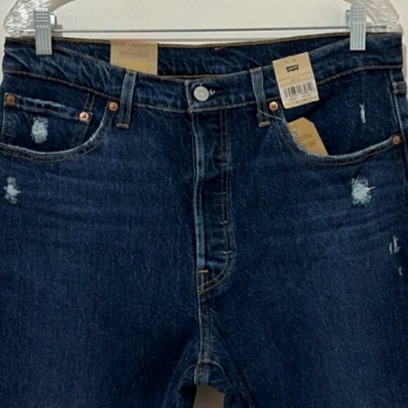 Levi's 501 High Rise Straight Cropped Jeans Button Fly - Picture 3 of 9